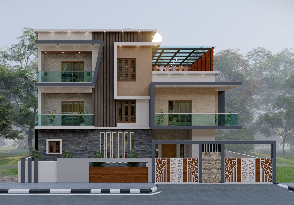 Modern residential villa built by Siri Construction at dusk